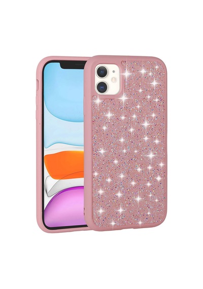 Zore İphone 11 Uyumlu Parlak Taşlı Tasarım Pırlanta Ogaa Kılıf-pembe