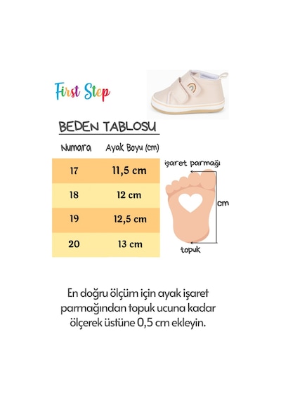 Pudra Gökkuşağı Nakışlı Cırt Cırtlı Kız Bebek Patik-g-2360 Pudra