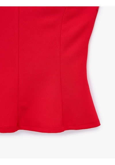 Koton Slim Fit Bel Vurgulu Halter Yaka Kolsuz Peplum Bluz Kırmızı 6sal30289ık