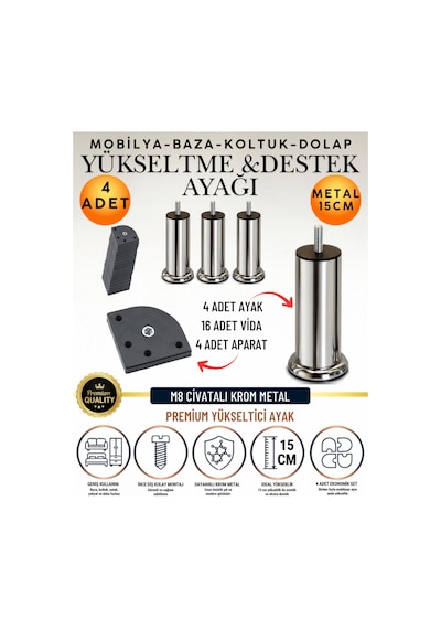 8'li Set 4 Adet Ayak Ve Aparat 12 Cm M8 Vidalı Metal Krom Ayak Mobilya Ayağı Baza Ayağı Kanepe Ayağı Koltuk Ayağı Yatak Ayağı Yükseltme Ayağı Dolap Ayak Sehpa Sandık Ayakları Değişim Destek Ayağı Gümüş Gümüş 8'li Set 4 Adet Ayak Ve Aparat 12 Cm M8 Vidalı Metal Krom Ayak Mobilya Ayağı Baza Ayağı Kanepe Ayağı Koltuk Ayağı Yatak Ayağı Yükseltme Ayağı Dolap Ayak Sehpa Sandık Ayakları Değişim Destek Ayağı Gümüş Gümüş