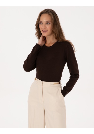 Pierre Cardin Kadın Kahverengi Kazak /triko 50316393-vr029 Kahverengi