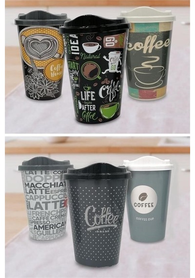 Buffer 3 Adet Kahve Bardağı Seti Dekoratif Plastik Kahve Muhafaza Bardağı