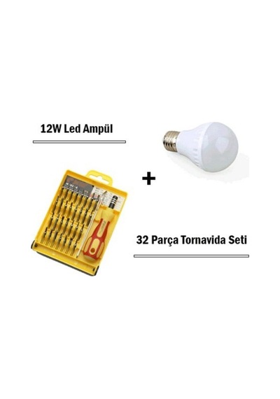 12w Led Ampul + 32 Parça Tornavida Seti
