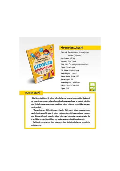 Tamamlıyorum Birleştiriyorum Çizgiler Çiziyorum Okul Öncesi Kitap