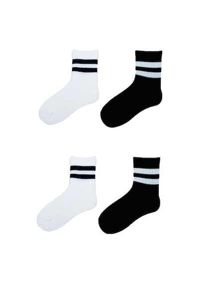 4Lü Unisex Çizgili Kısa Çorap Pamuklu Tenis Ekonomik