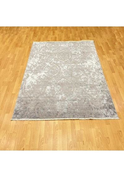Şemşiye Motifli 160 X 230 Bambu Yün Halı Gri