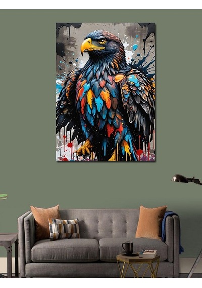 Kanvas Tablo Kartal Renkli Boyama 50cmx70cm