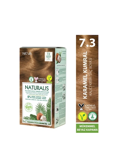 Nevacolor Naturalis Vegan Amonyaksız Karamel Kumral 7.3 Kalıcı Krem Saç Boyası Seti