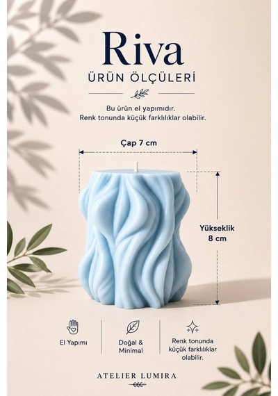 Riva - Dekoratif Mum Açık Mavi