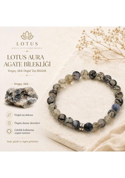 Aura Yengeç Akik Premium Bileklik Yengeç Akik & Hematit Doğal Taş Bileklik