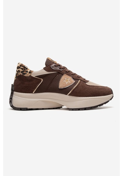 Bıella Kahverengi Süet Desenli Kadın Sneaker