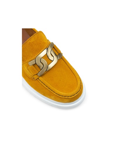 Deery Hakiki Süet Sarı Tokalı Loafer Kadın Ayakkabı - 01902zsrıp01 Sarı