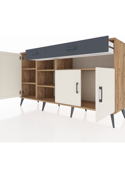 Hyperion Konsol 5 Raflı 2 Çekmeceli 3 Kapaklı 176x44x99 Çam-aytaş Çam-aytaşı/antrasit Hyperion Konsol 5 Raflı 2 Çekmeceli 3 Kapaklı 176x44x99 Çam-aytaş Çam-aytaşı/antrasit