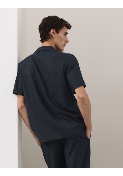 Marks & Spencer Keten Karışımlı Pijama Üstü T07001351a Lacivert