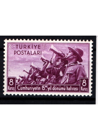 1938 Cumhuriyet'in Onbeşinci Yıldönümü Pulları 8 Kuruş Tp0785 İsfila1377