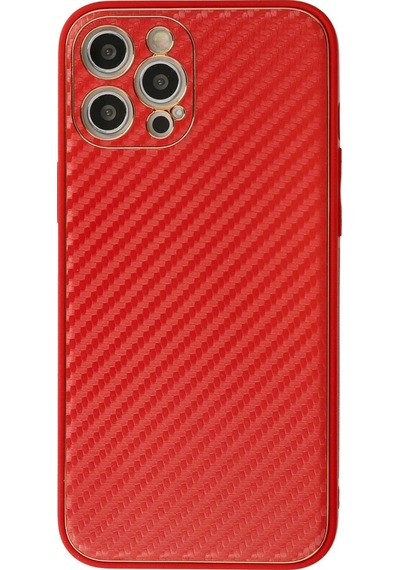 Apple Uyumlu iPhone 12 Pro Kılıf Coco Karbon Silikon Kırmızı\