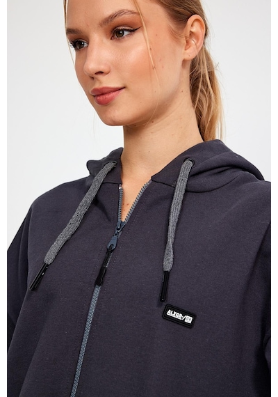 Alexandergardı Fermuarlı Kapüşonlu Oversize Sweatshirt B22-75300 Antrasit