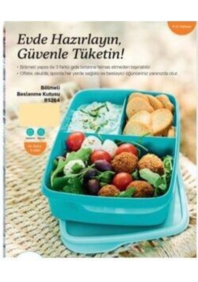 Tupperware Bölmeli Beslenme Kabı 1L Tupperware Bölmeli Beslenme Kabı Çok Renkli