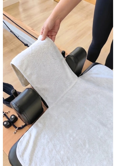 Kaymaz Silikon Tabanlı, Reformer Pilates Havlusu, Ter Emici Bambu Pilates Mat Havlu-krem Krem