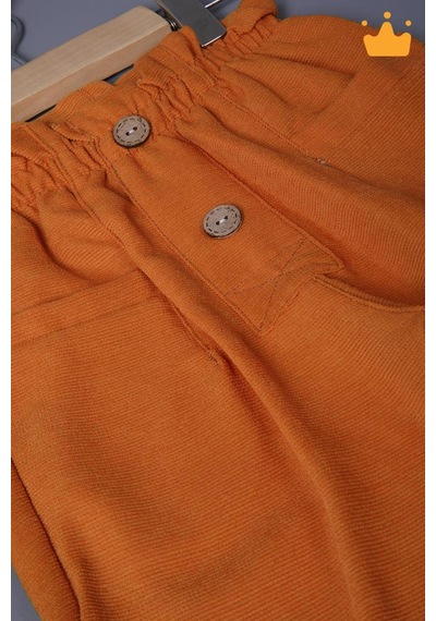 Babyhola 1-3 Yaş Kız Bebek Çocuk Çıtçıtlı Badi Pantolon Şık Alt Üst 2'li Takım Bayramlık 2327 Turuncu