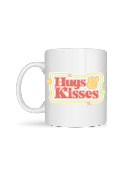 Model 30 Hugs & Kisses Tasarımlı Porselen Kupa - Sevdiklerine Sıcacık Bir Mesaj Çok Renkli