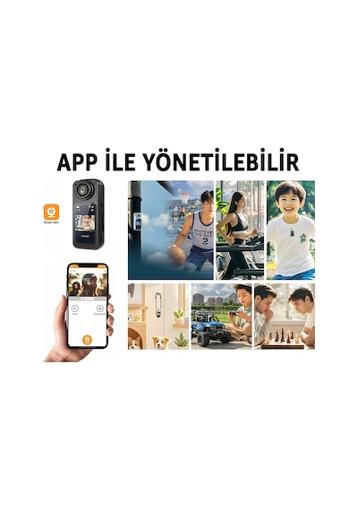 Robeve Mini Taşınabilir Aksiyon Kamera 2.7k Ultra Hd Video 180 Döner Lens Wi-fi Bağlantılı 1.47 Hd Ekran Siyah