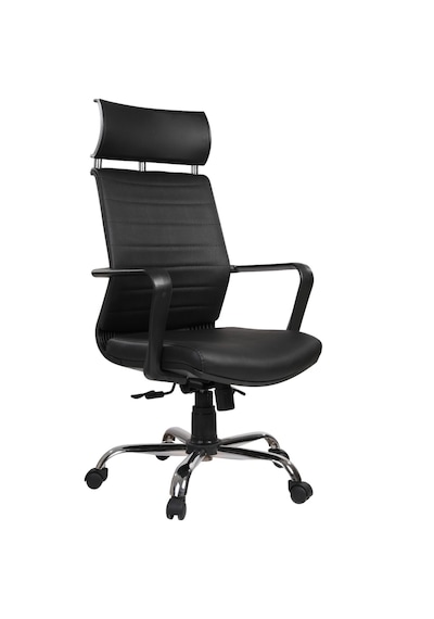 My7 Yönetici Makam - Ofis Müdür - Büro - Çalışma Koltuğu Siyah Renk Krom Ayaklı Siyah