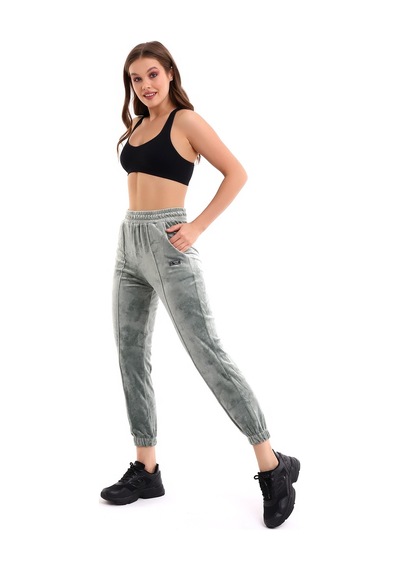 Winmoda34 Kadife Eşofman Jogger Çağla-yeşili