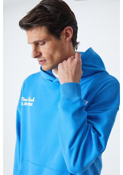 Grımelange Grımelange Agassı Erkek Yumuşacık Kumaşlı Saks Mavi Sweatshirt Saks Mavi
