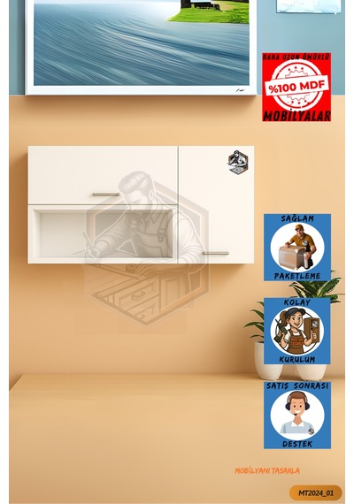 Tamamı Mdf Çok Amaçlı Açık Raflı Üst Dolap Mutfak/banyo/salon/ofi