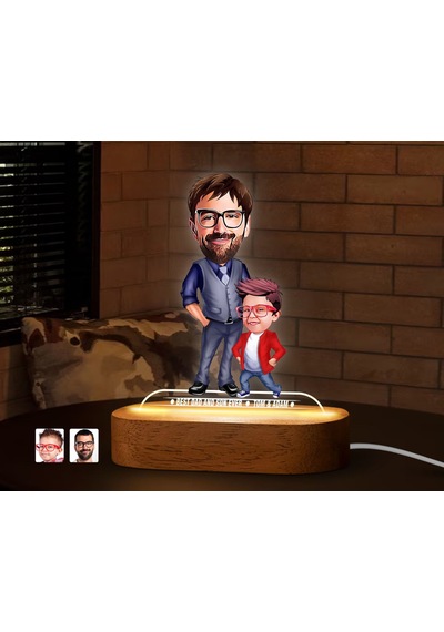 Bk Gift Kişiye Özel Baba-oğul Karikatürlü Dekoratif 3d Biblo Led Işıklı Gece Lambası-3, Babaya Hediye, Babalar Günü Hediyeleri Kobitmeyen138255 Bk Gif