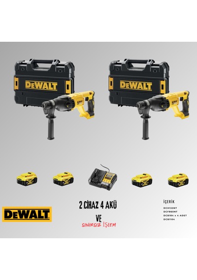 Dewalt DCH133NT + DCH133NT 4 Adet 5 Amper Akü + Şarj Aleti Set