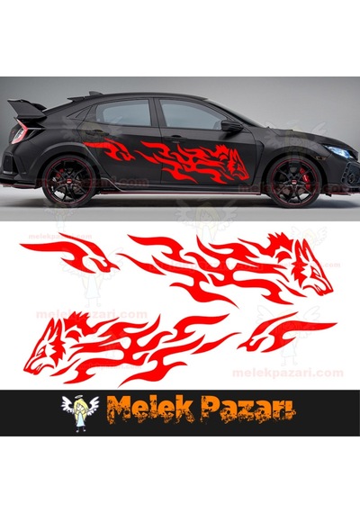 Tribal Kurt Oto Sticker. Sağ Sol Set