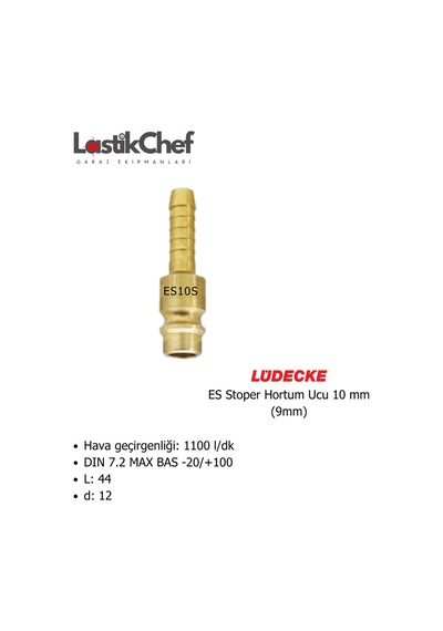 Lüdecke Es10s Es Stoper Hortum Ucu 9 Mm