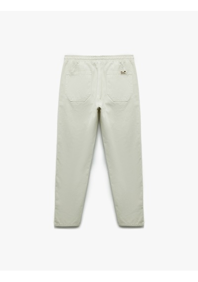 Koton Cep Detaylı Pamuklu Gabardin Beli Bağcıklı Pantolon Taş 5sam40179hw Taş