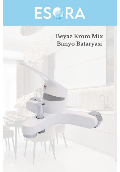 Beyaz Krom Mix Banyo Bataryası