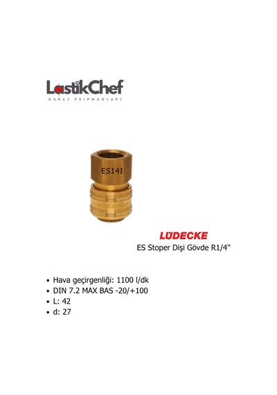 Lüdecke Es14ı Es Stoper Dişi Gövde R1/4"