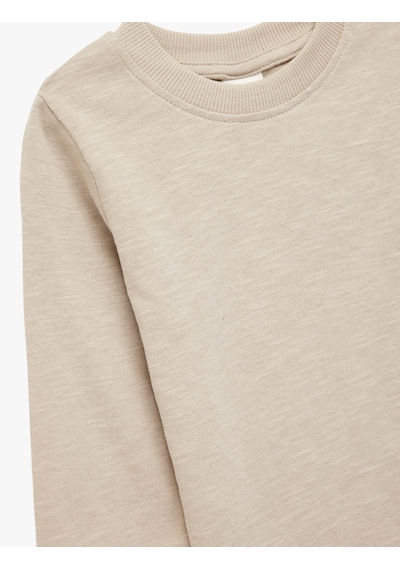 Koton Pamuklu Bisiklet Yaka Uzun Kollu Basic Sweatshirt Yeşil 6wmb10309tk