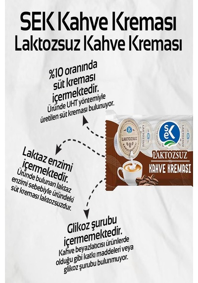 Sek Laktozsuz Kahve Kreması 15 Ml X 10 Adet X 4 Paket