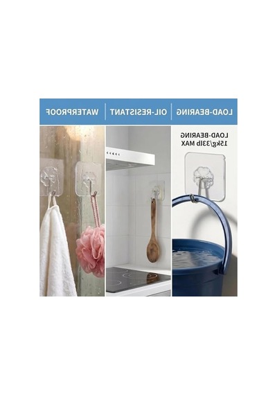 Şeffaf Yapışkanlı Havlu Askısı, 15 Kg Kapasite, Su Geçirmez Ve Yağ Geçirmez, Mutfak Ve Banyo İçin 12 Izgara