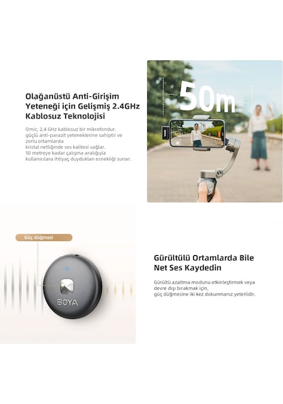 Boya Omic-u Wireless İkili Yaka Mikrofonu Type-c Siyah