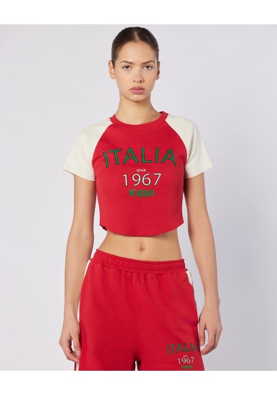 Kappa Balde Tee Kadın Ekru-kırmızı Regular Tişört