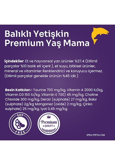 Spelly Premium Balıklı Yetişkin Kedi Konservesi 12 x 85  G