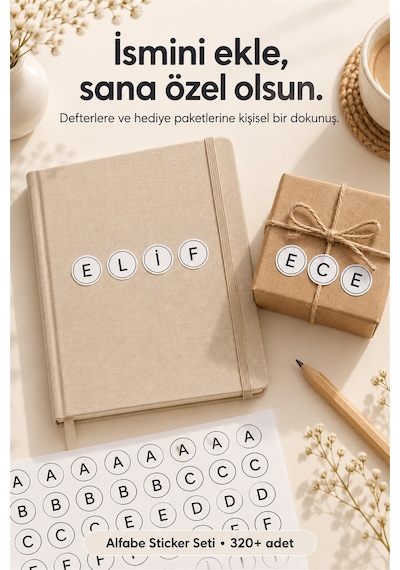 320+ Adet Alfabe Harf Sticker Seti A4 Boy Türkçe Etiket Sticker Çok Renkli