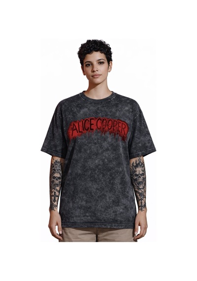 Tasarım Alice Cooper Şarkıcı Rock Metal Sırt Baskılı Unisex Overs Siyah