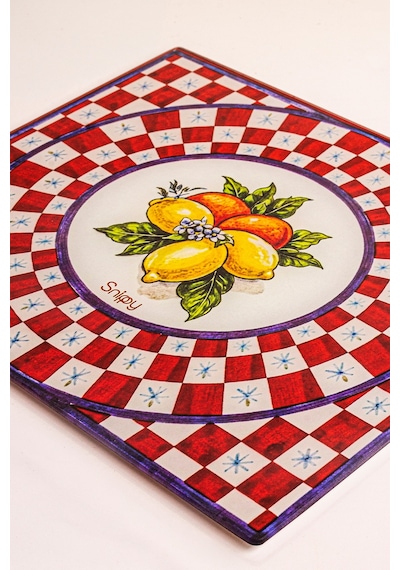 Snippy Amalfi - Cam Kesme Tahtası Cam Kesim Panosu Dekoratf Cam Kesim Tablası 29 X 34 Cm Çok Renkli