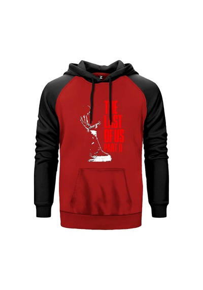 The Last Of Us 2 Ellie Guitar Kırmızı Renk Reglan Kol Sweatshirt Kırmızı