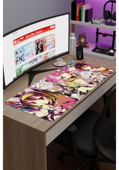 No Game No Life Anime V2 - 90x40 Xxl Gaming Kauçuk Kaymaz Taban Mouse Pad Fare Altlığı