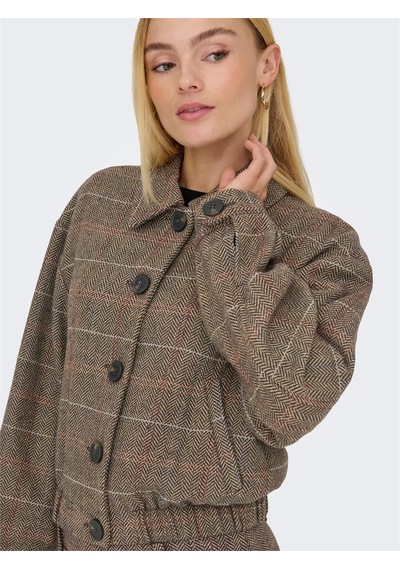 Only Onlrıcca Lıfe Check Jacket Otw Kadın Kahverengi Dış Giyim - 15356760 Kahverengi