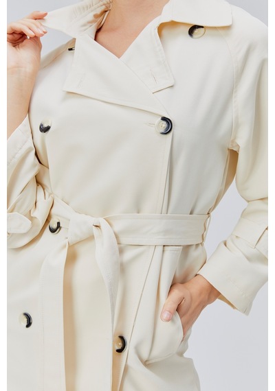 Kadın Oversize Kuşaklı Trençkot Taş